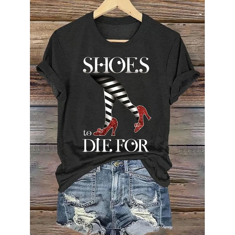 Halloween Women's T shirt Witch Graphic Vintage Stylish Classic Short Sleeve Crew Neck Round Neck Regular Tops Daily Weekend Print Black White Blue Orange Green Summer Fall