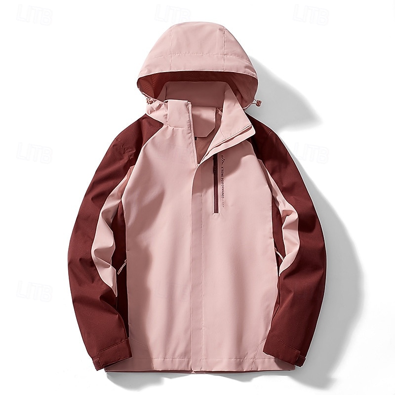 Women's Windbreaker Softshell Jacket Hiking Jacket Outdoor Waterproof Windproof Hiking Outfits Hiking Clothes Spring Autumn / Fall Top Camping / Hiking / Caving Running Patchwork Dark Pink White Pink2