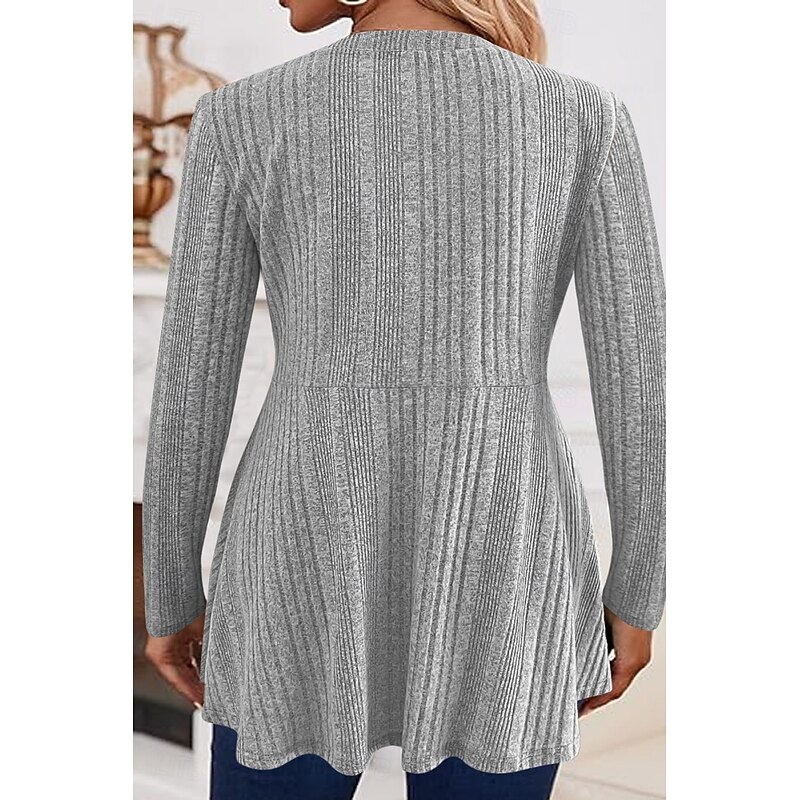 Women's Casual Jacket Comfortable Breathable Oversized Fashion Daily Plain Outdoor Casual Daily Open Front Regular Collarless Regular Fit Long Sleeve Outerwear Black Gray Spring Fall4