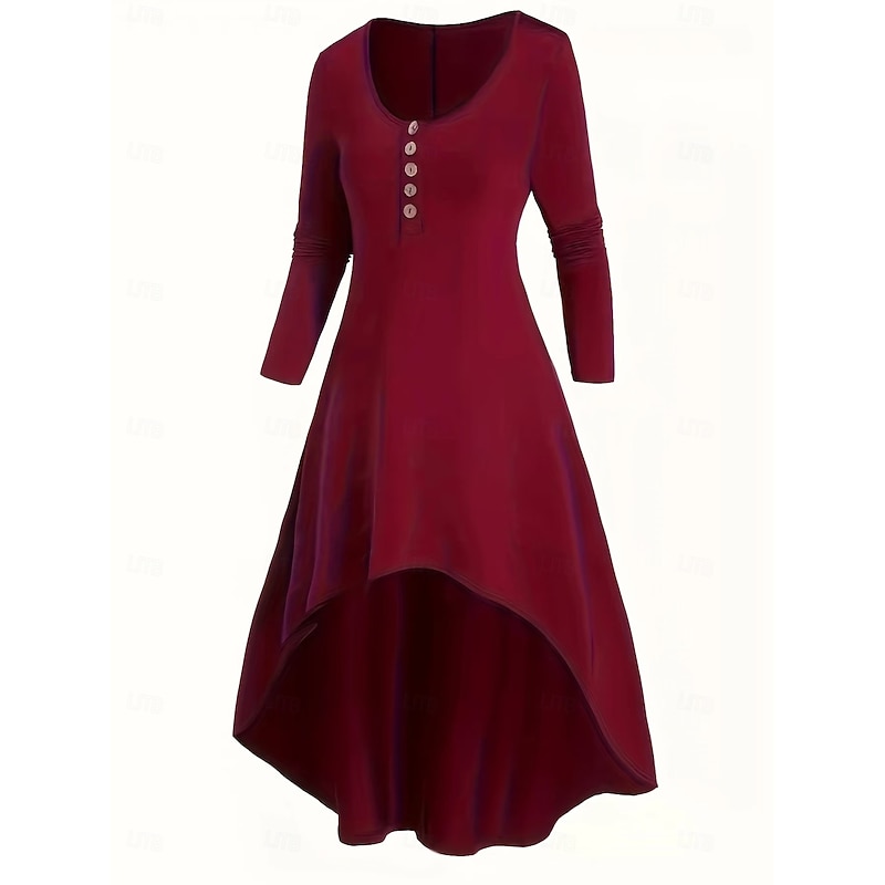 Women's Mini Dress Casual Dress Fashion Modern Daily Tea Party Going out Slim Plain Long Sleeve V Neck U Neck Burgundy Spring Fall2