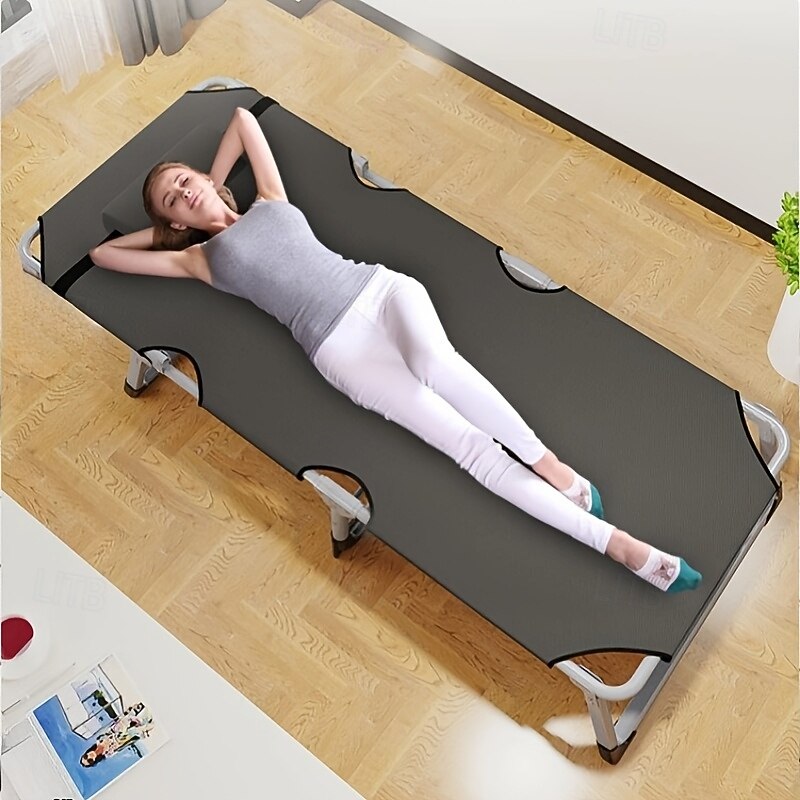 Multi-Functional Stainless Steel 1pc Portable Folding Cot - Leisure Lounge Bed with Oxford Fabric - No-Assembly Nap Bed for Office And Home Use