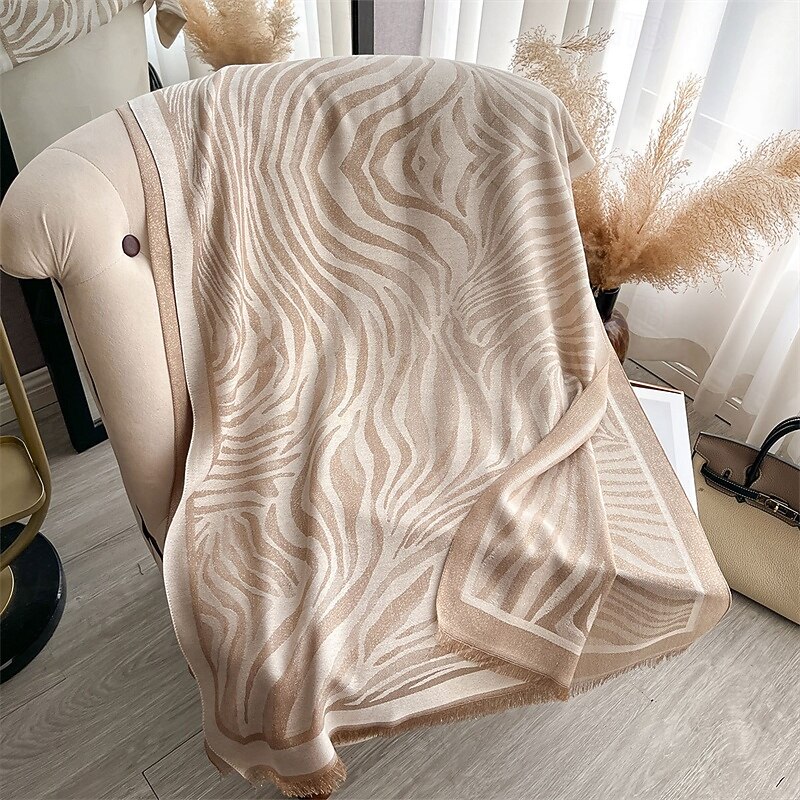 Women's Rectangle Scarf Women's Shawls & Wraps Street Daily Date Black Brown Scarf Print2