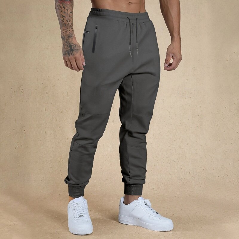 Men's Sweatpants Joggers Trousers Casual Pants Running Pants Pocket Elastic Waist Drawstring Plain Comfort Full Length Sports Outdoor Daily Gym Simple Classic Style Black Blue Stretchy2