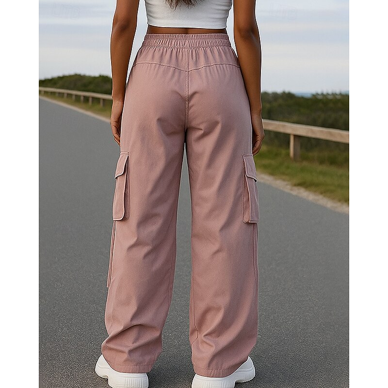 Women's Wide Leg Pants Cargo Pants Jogging Pants Pocket Drawstring High Waist Bottoms Athleisure Gym Workout Fall Breathable Gym Workout Outdoor Running Loose Fit Sportswear Activewear Solid Colored2