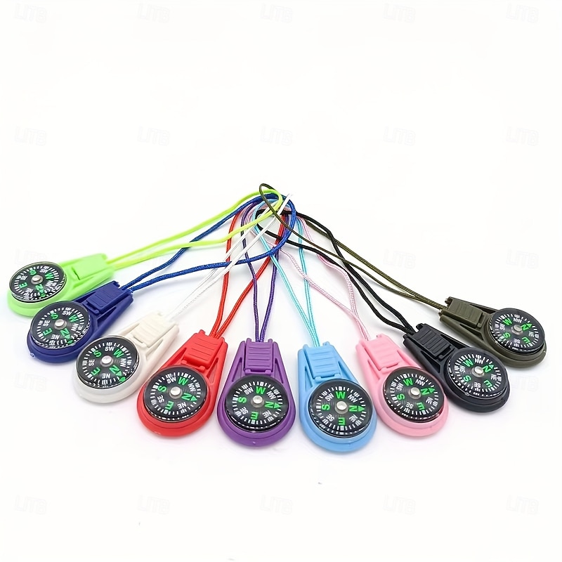 6pcs Mini Waterproof Compasses with Adjustable Lanyards - 10 Color Options Durable Design for Hiking Camping Exploration - Ideal Outdoor Gift for Adventurers Camping Gear  Sleek Compass Design