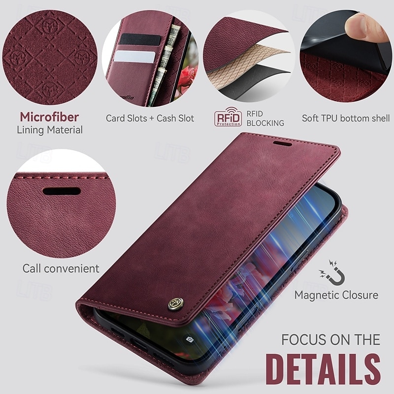 Phone Case For iPhone 17 Pro Max 17 Air 16 15 14 Pro Max Plus 16e 13 Pro Max Mini Wallet Case with Stand Holder Magnetic Card Slot Retro TPU PU Leather3