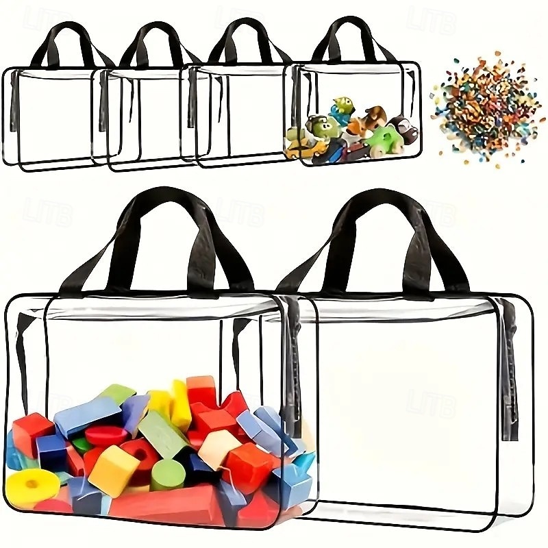 6-Pack Transparent PVC Zipper Storage Bags, Reusable Large Capacity Organizer Bags for Home Storage, Travel, Beach, and Luggage Packing4
