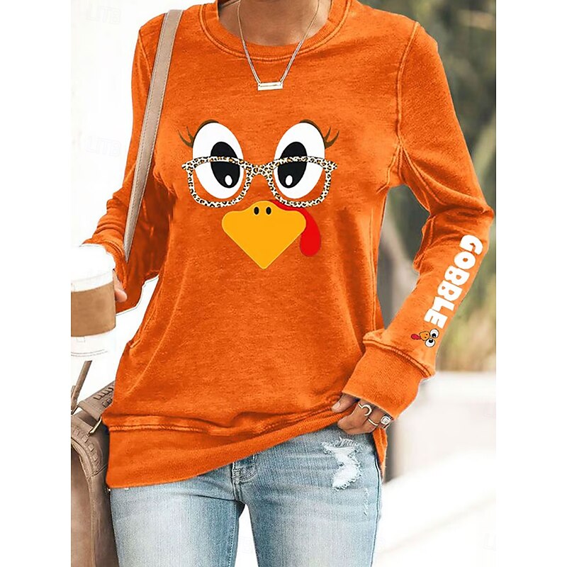 Women's Pullover Sweatshirt Graphic Animal Letter Casual Long Sleeve Crew Neck Round Neck Regular Tops Street Casual Holiday Print Black Red Blue Orange Green Spring Fall Winter3