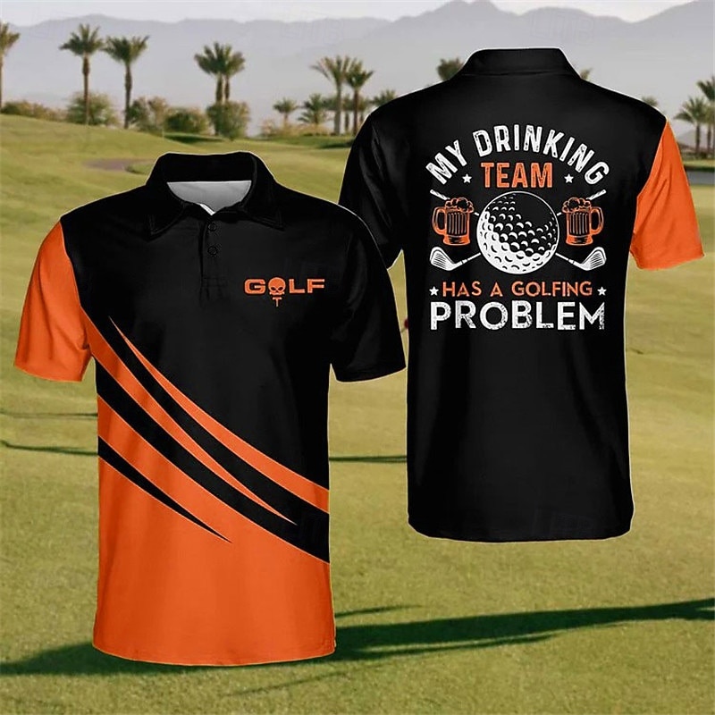 Men's Striped Sports Polo Shirts Golf Shirt Short Sleeve Polo Shirts Collared Shirts Casual Sportswear Vacation Wear Buttons 3D Print Yellow Red Royal Blue4