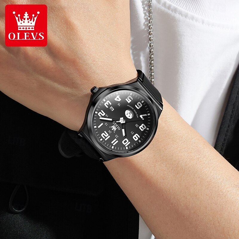 OLEVS Men Quartz Watch Minimalist Fashion Business Wristwatch Luminous Calendar Waterproof Decoration Silicone Gel Watch4