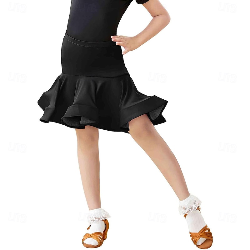 Asymmetric Fishtail Hip Latin Ballroom Skirts for Girls Dance Salsa Tango Samba