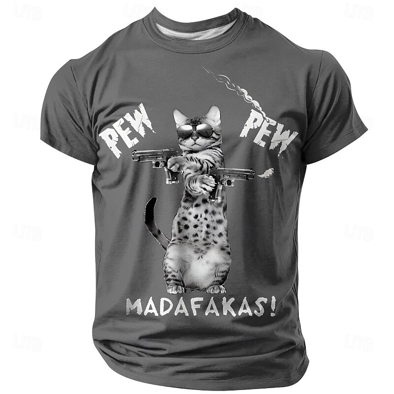 Men's Cat Funny T Shirt Short Sleeve T shirt 3D Print Crew Neck Shirt Fashion Daily Street Casual Daily Black Blue Green Summer Spring All Seasons Clothing Apparel S M L XL XXL XXXL4