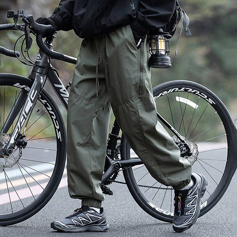 Men's Cargo Pants Hiking Pants Trousers Joggers Pants Hiking Rain Pants Winter Outdoor Regular Fit Waterproof Windproof Bottoms Drawstring Pocket Elastic Waist Dark Grey Black Camping / Hiking Running3