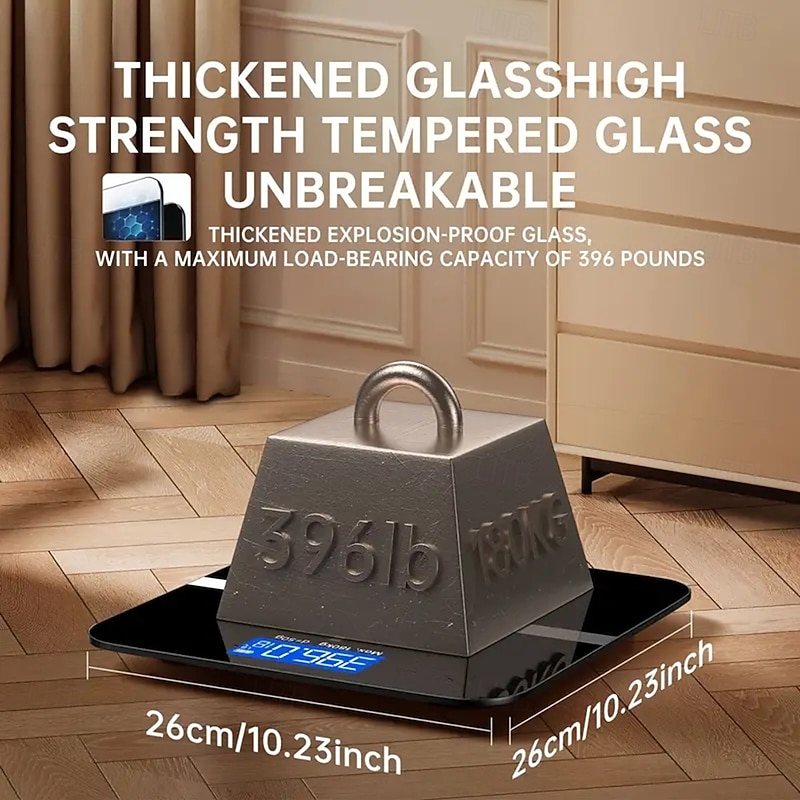 Electronic Scale 396 Pound Digital Bathroom Scale High-precision Scale with LED High-definition Display and Temperature Display (switchable To Kilograms or Pounds) Ultra Wide Platform High-precisi2