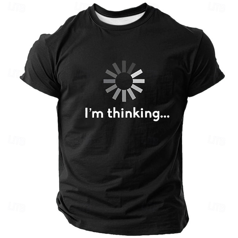 Men's Short Sleeve T-Shirt with 'I'm Thinking...' Loading Icon Funny Tech Humor Graphic Design