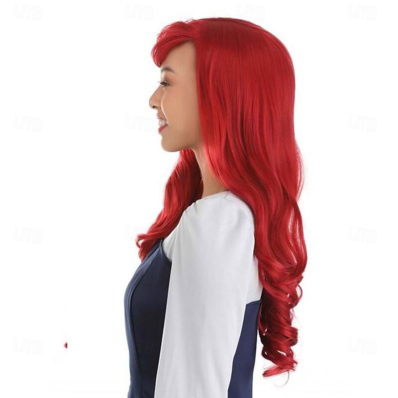 The Little Mermaid Ariel Wig for Women – Long Red Synthetic Hair, Perfect for Halloween, Cosplay & Princess Costumes4