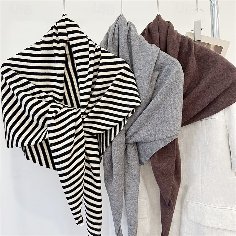 Women's Rectangle Scarf Street Daily Date Black White Red Scarf Stripe - Main Image