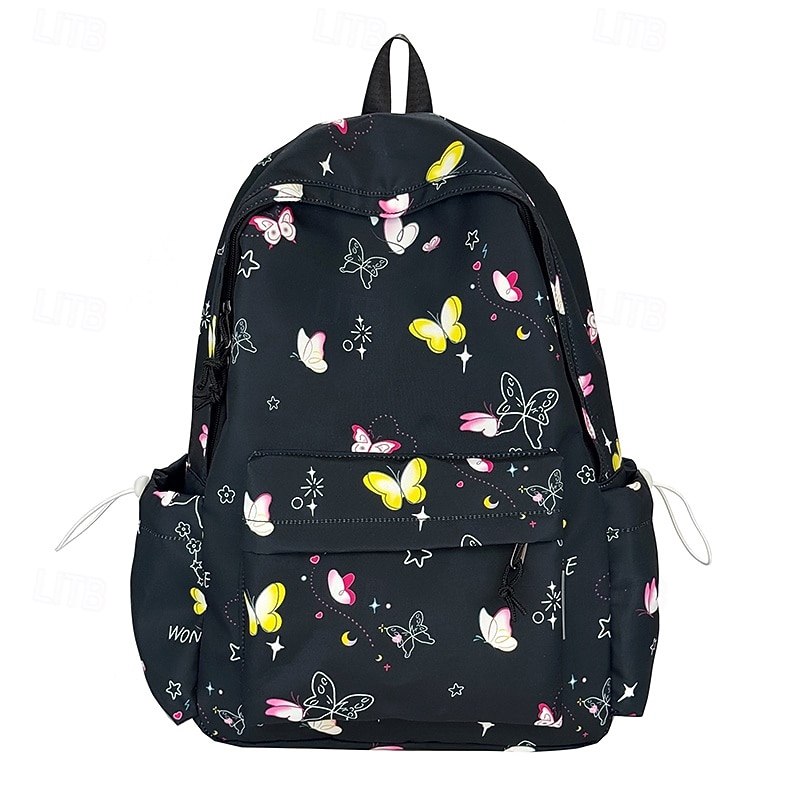 Girls Butterfly Print School Backpack – Waterproof Lightweight Bookbag for Kids Back to School and Daily Use