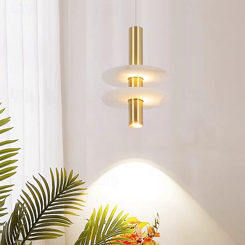 Modern Luxury Alabaster Pendant Light Double Bee Living Room LED Lamp Small Natural Marble Chandelier3