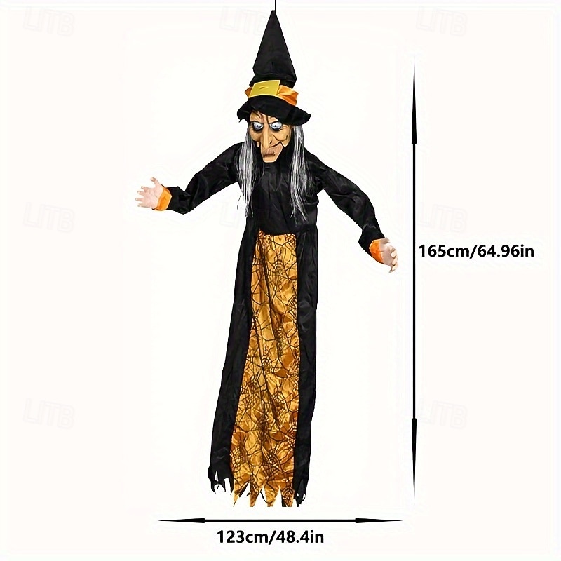 Motion-Activated Witch and Sound Sensing Halloween Bar Scene Decoration for Haunted House Atmosphere3