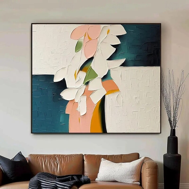 Handmade Oil Painting Canvas Wall Art Decoration Modern Abstract Thick Oil 3D Knife Flowers for Living Room Home Decor Rolled Frameless Unstretched Painting3