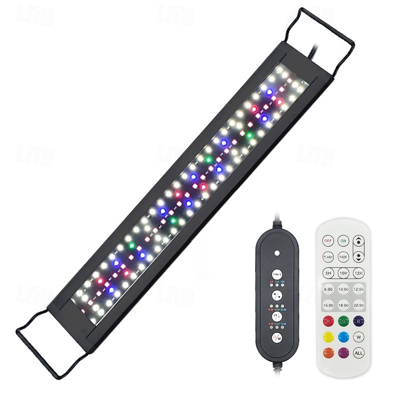 24/7 Lighting Aquarium LED Light, Sunrise-Daylight-Moonlight Mode and DIY Mode, Adjustable Timer Adjustable Brightness Fish Tank Light with Extendable Bracket 7 Colors for Planted Tank