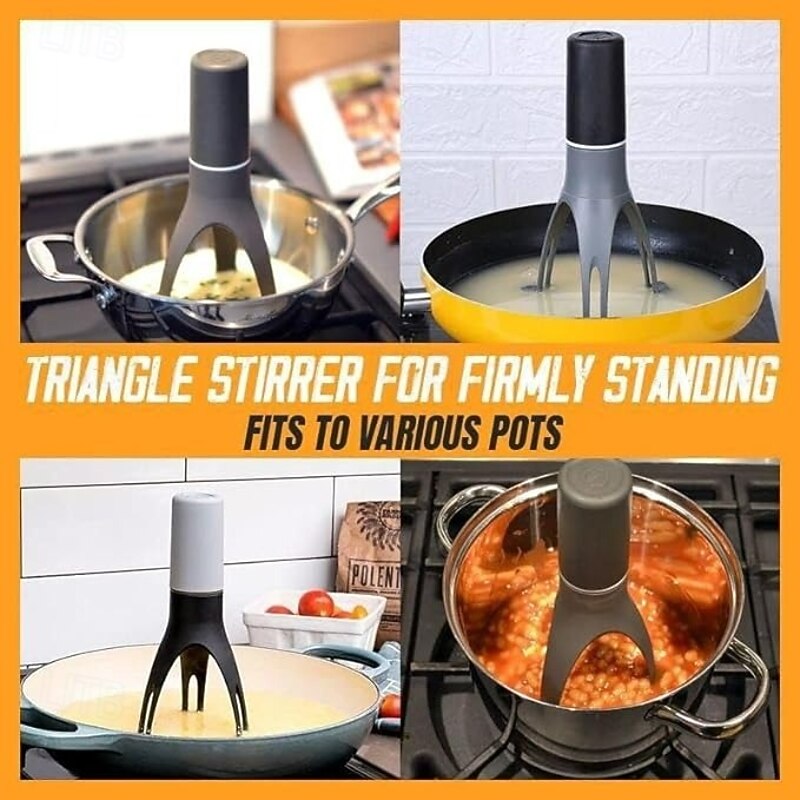 Kitchen Cooking Automatic Stirrer Plastic Triangular Egg Beater Mini Semi-Automatic Cream Whisk for Baking Food Mixing Tool Handheld Stirring Device for Kitchen Use - Main Image