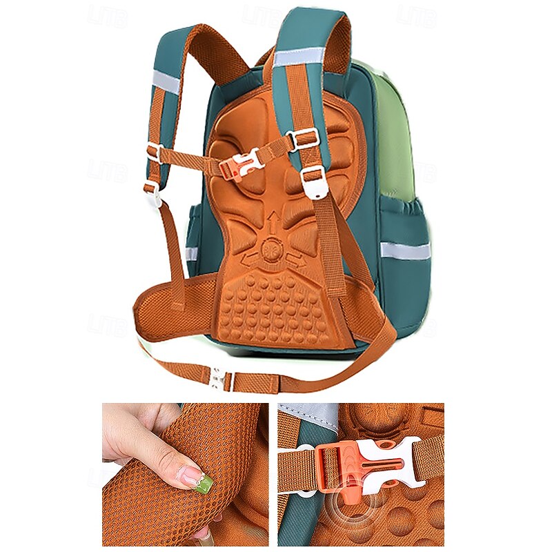 Children's ergonomic waterproof backpack with chest strap, Breathable and pressure-resistant, Multi-compartment large capacity, Stylish contrast color design, Suitable for go to school4