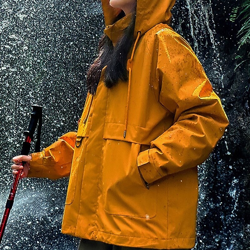Women's Windbreaker Softshell Jacket Hiking Jacket Outdoor Waterproof Windproof Hiking Outfits Hiking Clothes Spring Autumn / Fall Top Camping / Hiking / Caving Running Solid Color Black Yellow Khaki3