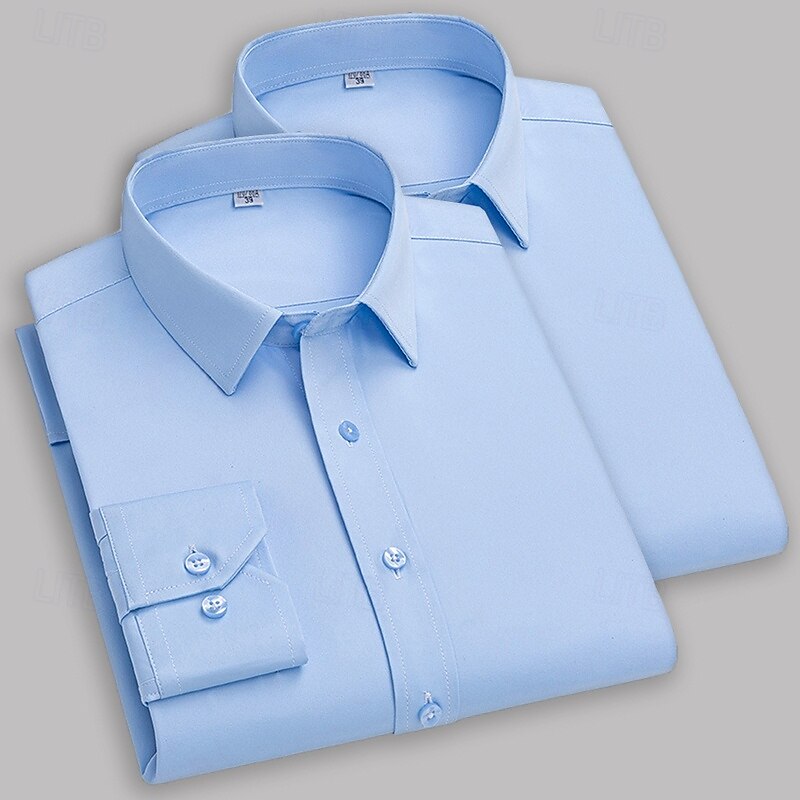 Men's Shirt Dress Shirt Button Up Shirt Tuxedo Shirts Solid / Plain Color Office & Career Daily Wear Blue White+Blue Black+Blue Long Sleeve Shirt Collar All Seasons Clothing Apparel Basic3
