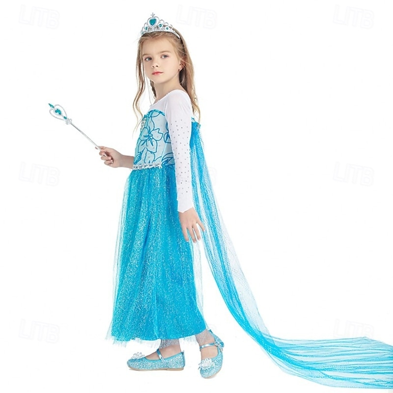 Frozen Princess Elsa Dress Flower Girl Dress Tulle Dresses Adventure Movie Cosplay Movie Cosplay for Girls' Kid's Christmas Carnival World Book Day Performance Educational Dress Up School Event Dress2