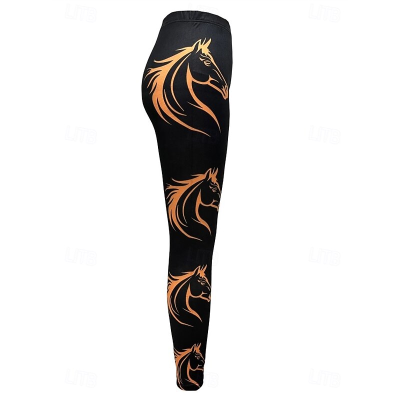 Women's Leggings Vacation Vintage Fashion Ankle-Length High Waist Graphic Animal Zebra Printing Soft Breathable Stretchy Outdoor Vacation Street dark brown Red black Robin's Egg Blue Black Spring3