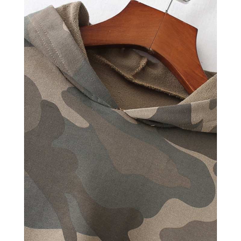 Women's Pullover Hoodie Sweatshirt Camouflage Streetwear Casual Long Sleeve Hooded Regular Tops Street Holiday Print Green Fall Winter4