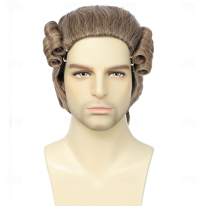 Regency Judge Colonial Long Wave Wig for Halloween Historical Colonial CostumeGeorge Washington Wig Colonial Wig3