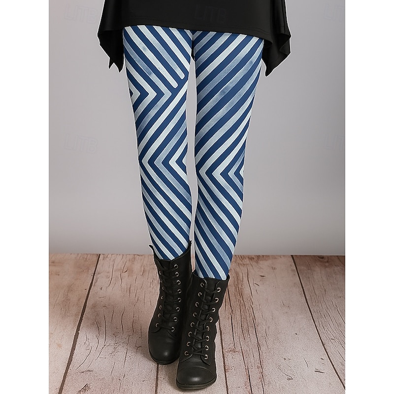 Women's Leggings Vacation Vintage Ethnic Style Ankle-Length High Waist Graphic Leopard Abstract 3D Print Quick Dry Breathability Soft Stretchy Outdoor Home Causal Blue Purple Brown Fall Regular Fit