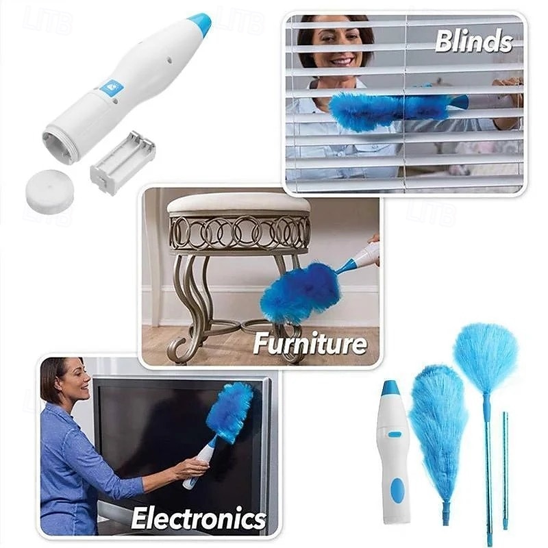 Hurricane Spinning Duster with 2 Brushes to Exchange 360 Degree Electric Dusting Tool for Home Use Automatic Dust Remover Sweeper for Furniture and Hard-to-Reach Areas3