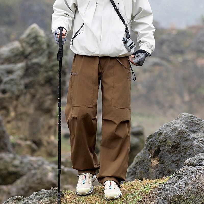 Men's Cargo Pants Hiking Pants Trousers Hiking Rain Pants Waterproof pants Winter Outdoor Regular Fit Waterproof Windproof Bottoms Pocket Black Green Camping / Hiking Running S M L XL2