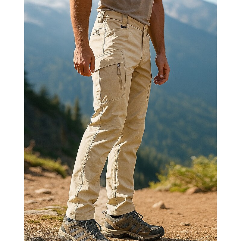 Men's Cargo Pants Hiking Pants Trousers Outdoor Regular Fit Waterproof Windproof Lightweight Bottoms Pocket Black Army Green Camping / Hiking Running M L XL XXL XXXL3