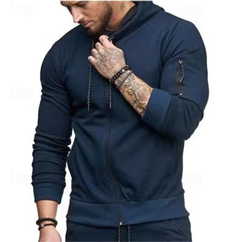 Men's Hoodie Full Zip Hoodie Fleece Hoodie Tactical Hoodie Fleece lined Hoodie Black Army Green Navy Blue Gray Hooded Plain Zipper Pocket Sports & Outdoor Casual Daily Streetwear Cool Sportswear4