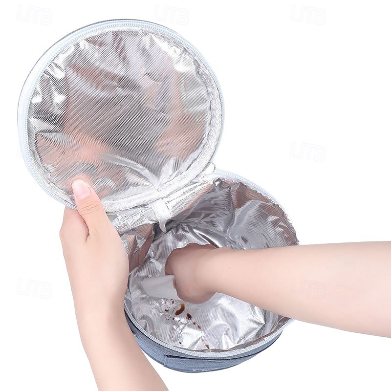 Lunch Bag for Women and Men for Back to School Office Picnic Hiking Beach Large Capacity Handheld and Shoulder Insulated Bento Bag Round Thickened Aluminum Foil Lunch Cooler Tote4