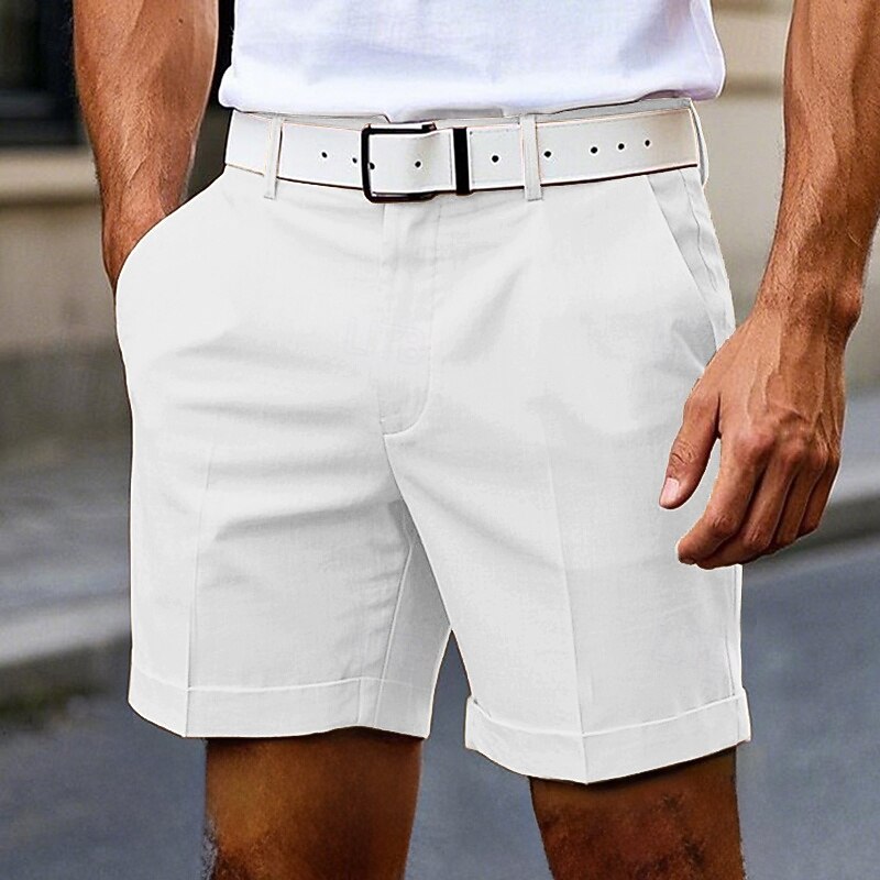 Men's Dress Shorts Burmuda Shorts Work Shorts Pocket Plain Comfort Knee Length Outdoor Business Fashion Casual Black White2