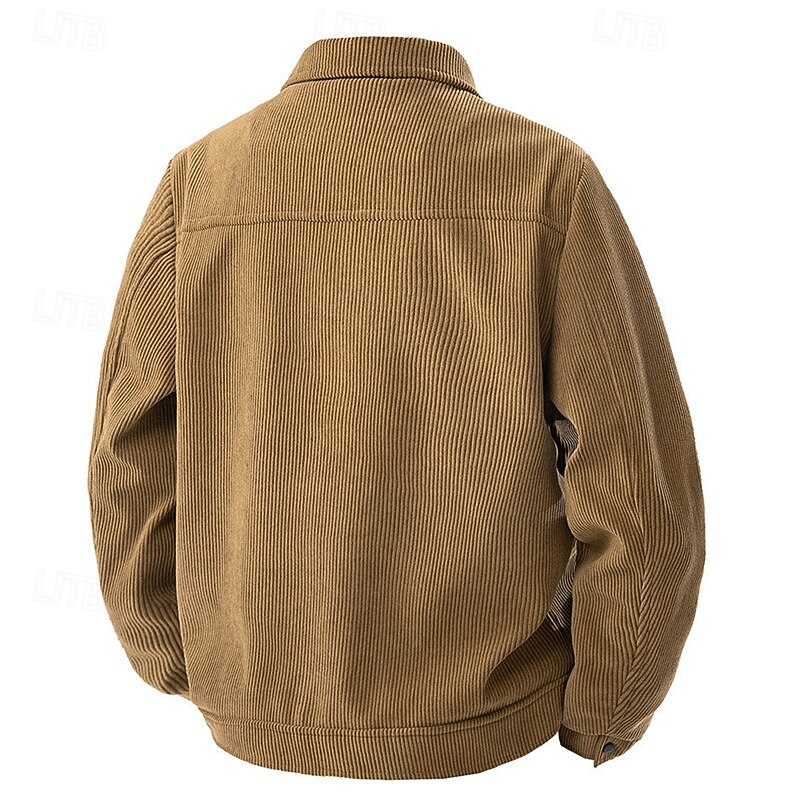 Men's Lightweight Jacket Corduroy Jacket Cargo Jacket Casual Jacket Vacation Daily Pocket Spring Fall Plain Fashion Classic Lapel Regular Black Army Green Beige Coffee Jacket2