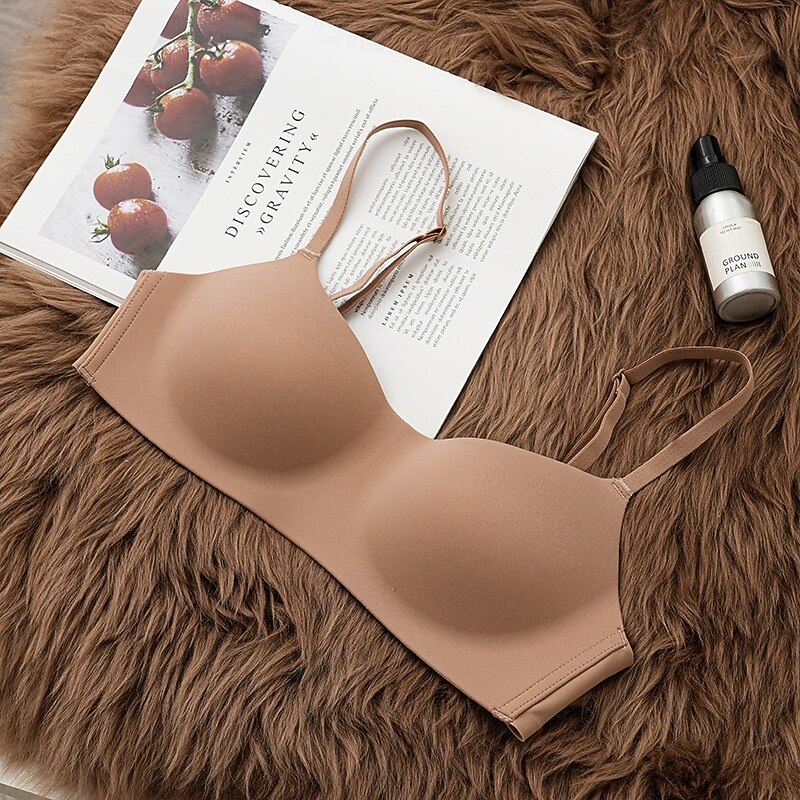 Women's Sexy Lingerie Bra BacklessNightwearNylon Spandex Solid Colored Black White Brown Beige Spring & Summer4