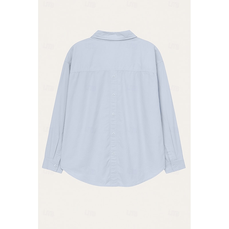 Women's 100%Cotton Shirt Solid Color Elegant Daily Stylish Long Sleeve Shirt Collar Regular Tops Work Daily Holiday White Yellow Pink Blue Green Spring, Fall, Winter, Summer3