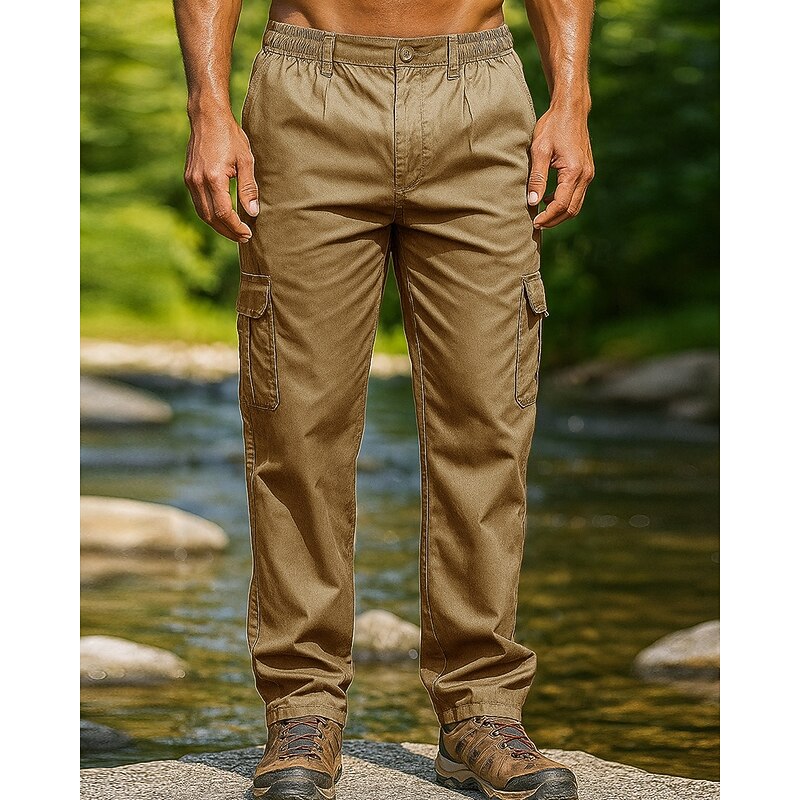 Men's Cargo Pants Hiking Pants Trousers Outdoor Regular Fit Waterproof Windproof Bottoms Pocket Black Khaki Camping / Hiking Running S M L XL XXL4