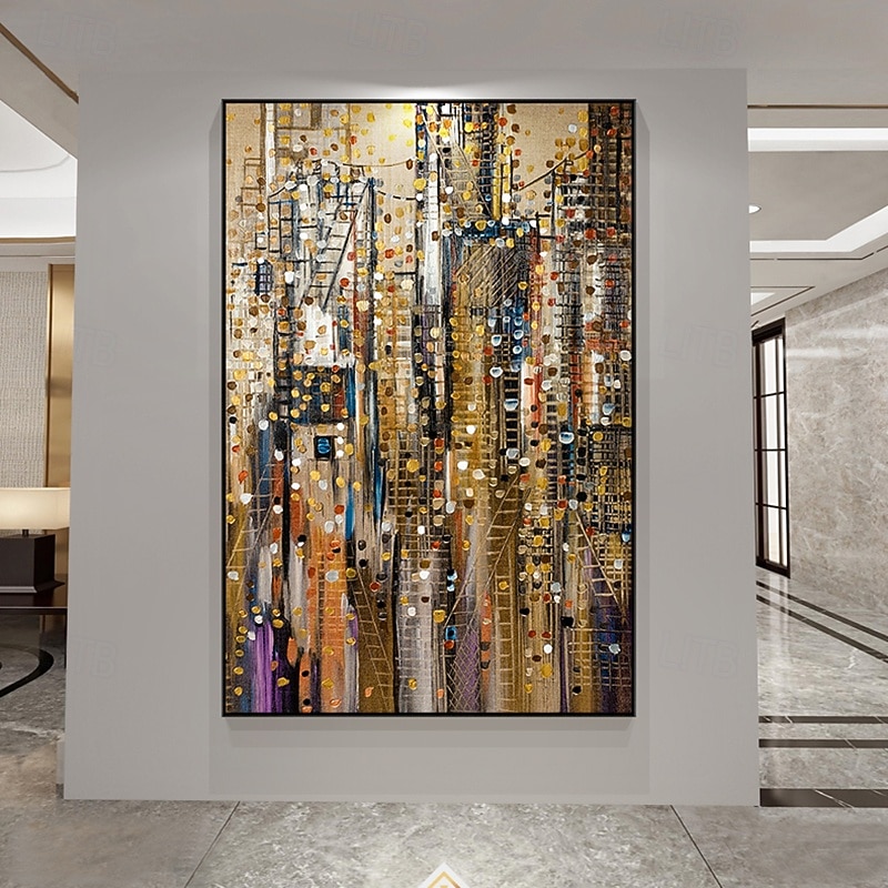 Handmade Oil Painting Canvas Wall Art Decoration Modern Abstract Architecture Home Decor Rolled Frameless Unstretched Painting2