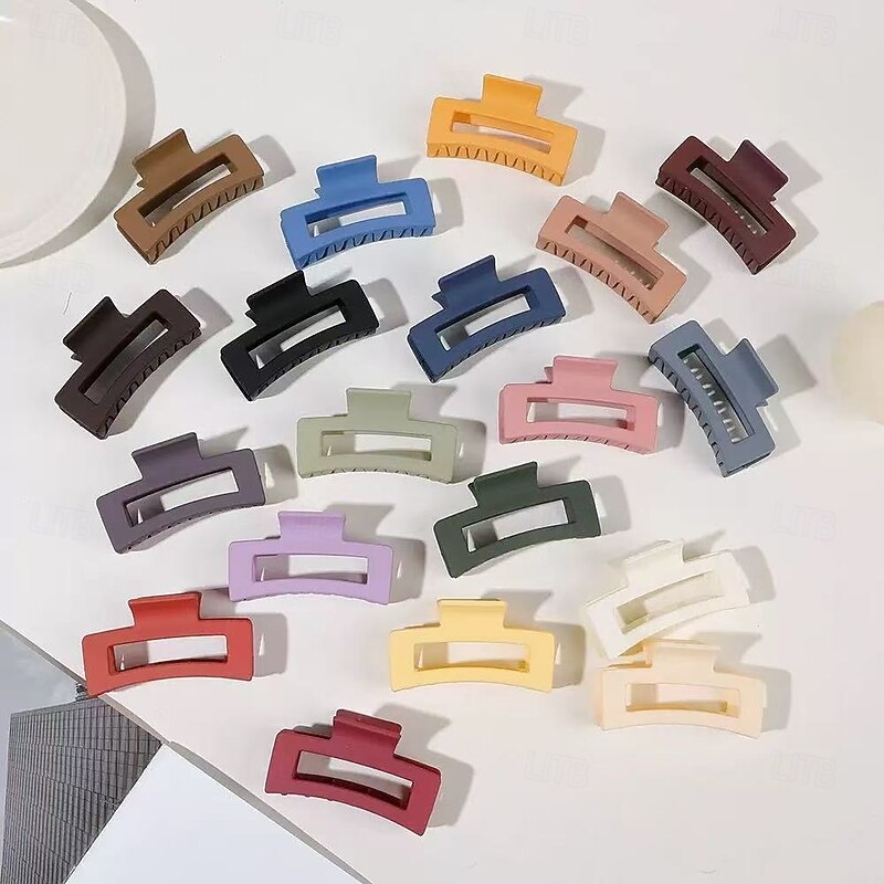 12pcs Random Color Matte Solid Shark Jaw Hair Clips for Women, Simple Style Hair Claws for Thin and Thick Curly Hair Accessories2