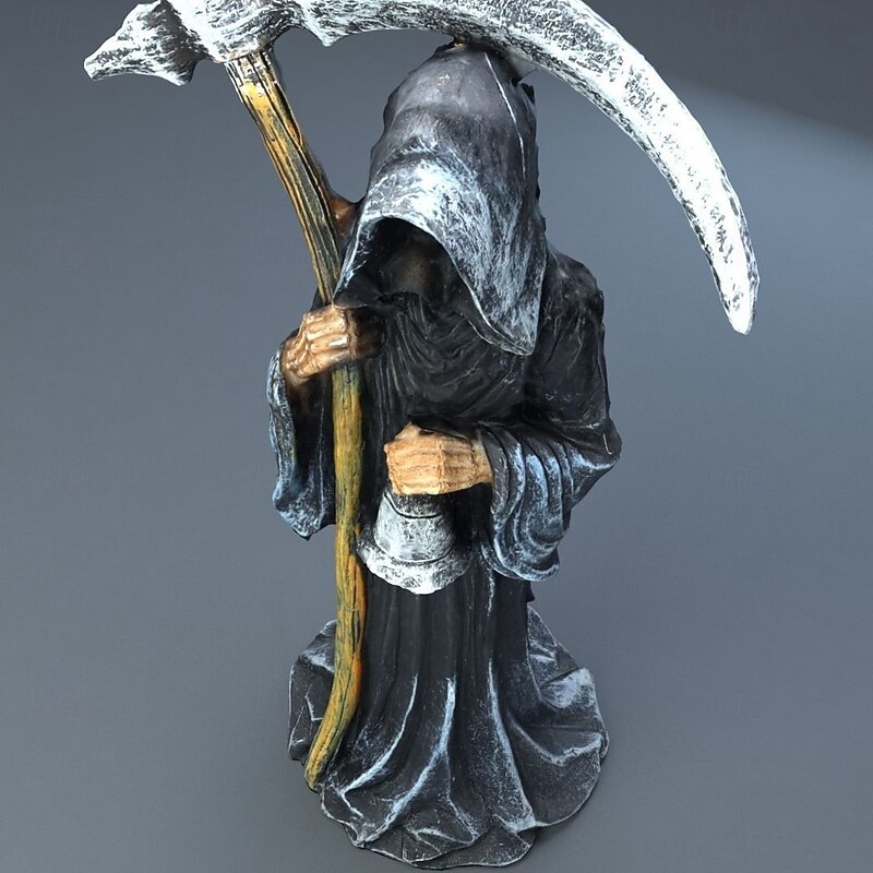 Halloween Grim Reaper Statue Resin Figurine, Scary Reaper Sculpture for Garden, Desktop Halloween Decor, Spooky Death Reaper Ornament for Table Centerpiece4