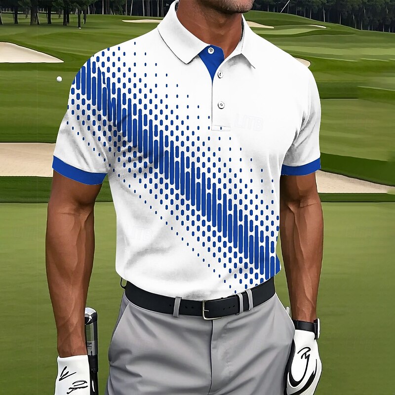 Men's Geometic Golf Polo Sports Polo Shirts Short Sleeve Polo Shirts Collared Shirts Casual Athleisure Buttons Summer Red Blue Green2