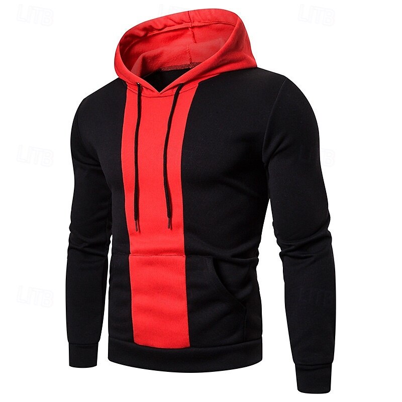 Men's Hoodie Fleece Hoodie Black Army Green Navy Blue Gray Hooded Plain Patchwork Sports & Outdoor Casual Daily Streetwear Cool Designer Spring &  Fall Clothing Apparel Hoodies Sweatshirts2